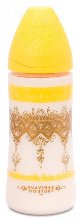 Suavinex Premium silicone   Μπιμπερό 360 ml Πλαστικό 3P με Θηλή Σιλικόνης 4+m  yellow 1τμχ SKU3173346