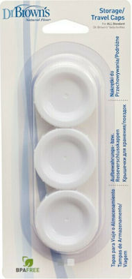 Dr. Browns Storage Travel Caps Δίσκος Σφράγισης για Μπιμπερό Λευκός 3τμχ SKU630