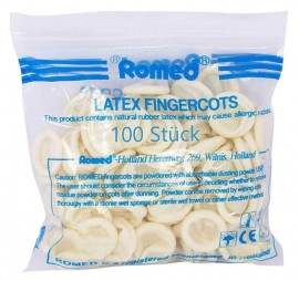 ROMED Latex Fingercots SMALL - Δάχτυλα Ελαστικά πουδρέ για Τραύματα Δακτύλων (Συσκευασία 100 τεμαχίων)