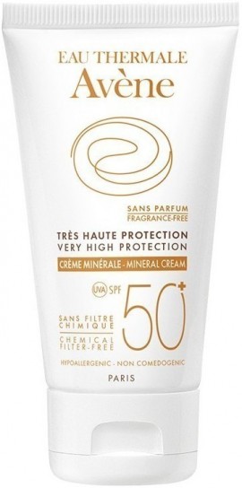 Avène Creme Minéral SPF50+, Aντηλιακή Κρέμα για Μη ανεκτικό δέρμα χωρίς άρωμα, 50ml