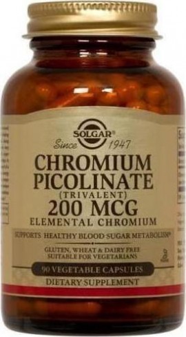SOLGAR Chromium Picolinate 200mg, Συμπληρωμα διατροφης 90Veg.Caps
