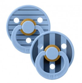 BIBS Colour studio collection Round Natural Rubber +6m, Size 2, Πιπίλες Καουτσούκ Sky Blue Mix 2 τμχ SCU 12015101