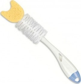 NUK Set Βούρτσα με Σφουγγαράκι Καθαρισμού Μπιμπερό και Βουρτσάκι καθαρισμού Θηλών (2 σε 1) SKU 10256278