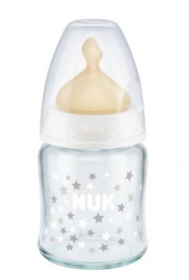 NUK First Choice Plus Glass Μπιμπερό γυάλινο με θηλή Latex 0 - 6m   120ml  SKU 10.747.118