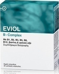 Eviol B-Complex-Συμπλήρωμα Διατροφής με σύμπλεγμα βιταμινών Β, βιοτίνη και φολικό οξύ, 30caps