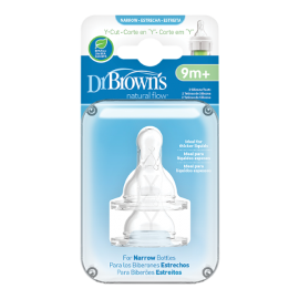 Dr Browns Νatural flow  Y-cut θηλή από διάφανη σιλικόνη για μπουκάλι Options+ με στενό λαιμό. Για παχύρευστη τροφή.2 τμχ SKU 312