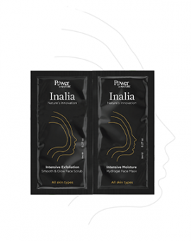 POWER HEALTH Inalia  Intensive Exfoliation Smooth & Glow Face Scrub & Intensive Moisture Hydrogel Face Mask Κρέμα απολέπισης με μικροκρυστάλλους από γρανάτη και χαλαζία & Μάσκα υδρογέλης για ενυδάτωση με εκχύλισμα από φύκια Ανταρκτικής 2x8ml Για όλους του