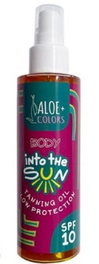 Aloe  Colors Into the Sun Tanning Oil SPF10 Αντηλιακό Λάδι Μαυρίσματος, 150 ml