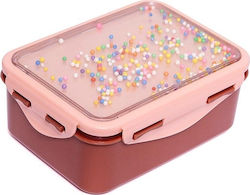 Petit Monkey Πλαστικό Παιδικό Δοχείο Φαγητού Ροζ Μ17.5 x Π13.5 x Υ7εκ.