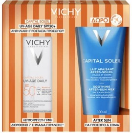 Vichy Capital Soleil Promo με UV-AGE Daily Λεπτόρρευστο Αντηλιακό Προσώπου SPF50+, 40ml & Δώρο After Sun για Πρόσωπο & Σώμα, 100ml, 1σετ