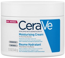 CeraVe  Moisturising Cream Ενυδατική Κρέμα για Πρόσωπο/Σώμα για Ξηρό/Πολύ Ξηρό Δέρμα Χωρίς Άρωμα, 340ml