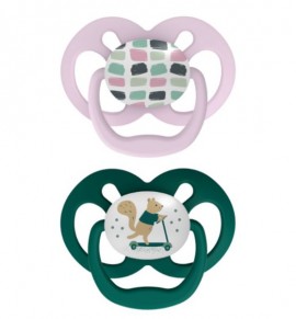 Dr. Brown’s Advantage Σετ Σιλικονούχες Πιπίλες 2 τμχ 6-18 Μηνών Λιλά-Πράσινο