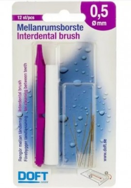 Doft Interdentals Μεσοδόντια Βουρτσάκια 0.5mm Ροζ  12 τμχ