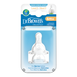 Dr Browns Νatural flow Θηλή από διάφανη σιλικόνη για μπουκάλι Options+ με στενό λαιμό.6+m 2 τμχ SKU 332
