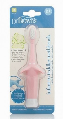 Dr Browns Infant to Toddler Toothbrush 0-3 Years Οδοντόβουρτσα Ροζ Ελεφαντάκι SKU HG 013