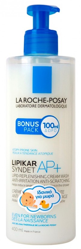 La Roche Posay Lipikar Syndet AP+ Κρέμα Καθαρισμού Αναπλήρωσης Λιπιδίων Κατά των Ερεθισμών και του Κνησμού, 400ml