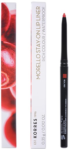 Korres Morello Stay-On Lip Liner Ν 02 Real Red Αδιάβροχο Μηχανικό Μολύβι Χειλιών, 0.35gr
