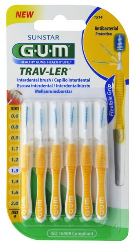 GUM Trav-Ler 1,3 mm Μεσοδόντια Βουρτσάκια Κίτρινο 6 τεμ SKU 1514