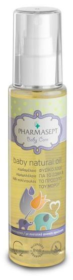 PHARMASEPT Baby Natural Oil 100%,  Φυσικό ενυδατικό λάδι για το σώμα & το πρόσωπο του μωρού, 100ml