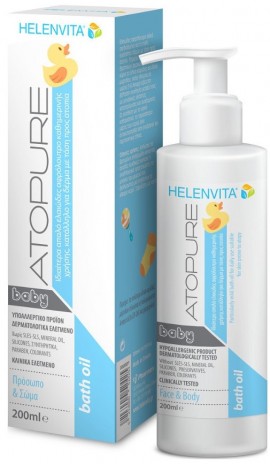 HELENVITA Atopure Baby Bath Oil Απαλό Ελαιώδες Αφρόλουτρο για την Ατοπία, 200ml