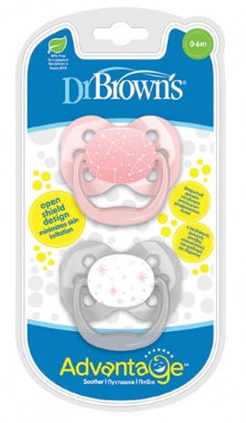 Dr Browns  Advantage Πιπίλα Σιλικονης   0-6 m 2 τμχ ροζ-γκρι  SKU PA  12001