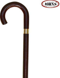 JOHNS Μπαστούνι Ξύλινο Στρογγυλή Λαβή 90cm Καφέ SKU 26102
