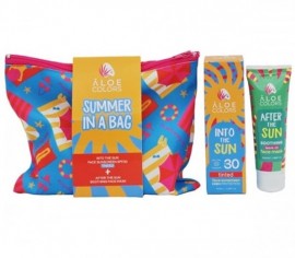 Aloe Colors Ιnto the Sun Cosmetic Summer in a Bag with Αντηλιακή Κρέμα Προσώπου με Χρώμα SPF30, 50ml & After Sun Soothing Mάσκα Προσώπου, 50ml, 1σετ