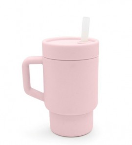 Melii Παγούρι Σιλικόνης με Καλαμάκι Tumbler 3m+ Ροζ