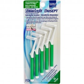 INTERMED Chlorhexil Interdental Brushes SS 0,8mm, 5 τμχ : Μεσοδόντια βουρτάσκια καθαρισμού με λαβή.  Πράσινο χρώμα.