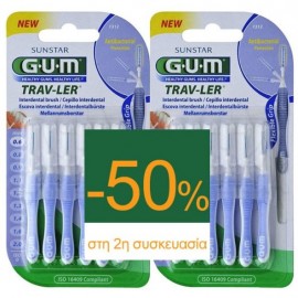 Gum 1312 Trav-Ler Promo (-50% στο 2ο προϊον) Μεσοδόντια Βουρτσάκια 0,6mm ISO 0, 2x6τεμ