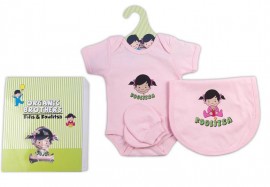 VICAN FIFIS & FOULITSA Set Δωρου για κοριτσι 0-3 m  Φορμακι , σαλιαρα και γαντια Ροζ 3 τμχ SKU 1210