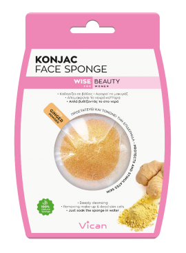 VICAN  Wise Beauty Konjac Face Sponge With Ginger Powder Σφουγγάρι Καθαρισμού Προσώπου Με Σκόνη Τζίντζερ 1τμχ