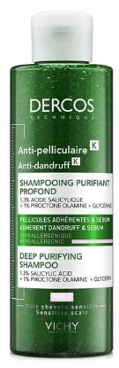 VICHY Dercos Anti Dandruff Κ Αντιπυτιριδικό Σαμπουάν για Ευαίσθητο Τριχωτό, 250ml