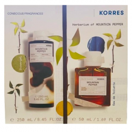 Korres Set  Mountain Pepper Ανδρικο Αφρόλουτρο 250ml & Eau De Toilette Ανδρικό Άρωμα, 50ml