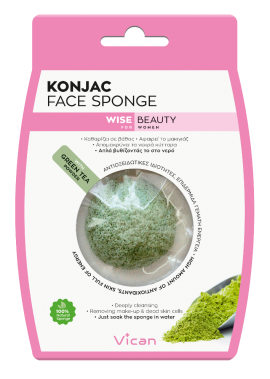 VICAN Wise Beauty Konjac Face Sponge With Green Tea Powder 1τμχ