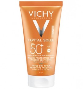 Vichy Capital Soleil SPF50 Tinted Dry Touch Protective Face Fluid Αντηλιακή Κρέμα Προσώπου με Χρώμα για Ματ Αποτέλεσμα, 50ml
