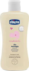 CHICCO Olio massaggio Baby moments ,Λάδι για Μασάζ ,Βρεφικό δέρμα μαλακό και βελούδινο, απομακρύνει τη νινίδα 200ml