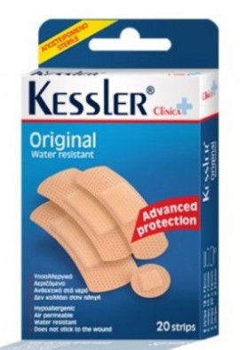 Kessler Original water resistant  Αυτοκόλλητα Αποστειρωμένα επιθέματα πληγών 4 μεγεθη  Ανθεκτικά στο νερό 20 τμχ