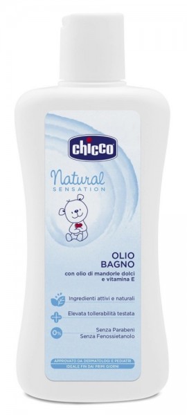 CHICCO Bath oil Natural Sensation Λάδι Μπάνιου Βρεφικό Καθαρισμού   με λάδι Αμυγδάλου και Βιταμίνη Ε 200ml