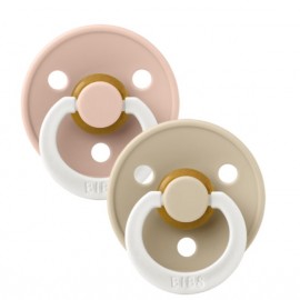 Bibs Colour Glow Pacifier Round Πιπίλες Καουτσούκ Size 2, 6+m, BLUSH/VANILLA GLOW 2τμχ. SKU 120243