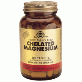 SOLGAR Chelated Magnesium 100mg Προμηθεύει Υψηλής Ισχύος Χηλικό Μαγνήσιο 100 Tablets
