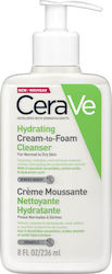 CeraVe Hydrating Cream-to-Foam Cleanser Normal to Dry Skin Αφρώδης Κρέμα Καθαρισμού Για Κανονικό & Ξηρό Δέρμα, 236ml