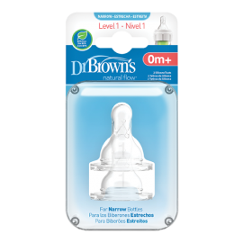 Dr Browns Θηλή από διάφανη σιλικόνη για μπουκάλι Options+ με στενό λαιμό. 0+m 2 τμχ SKU 302