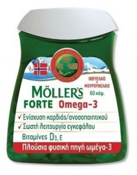 Mollers Forte Omega-3 Μαλακές Κάψουλες Ω-3 Λιπαρών Οξέων από Μείγμα Μουρουνέλαιου, 60 Caps