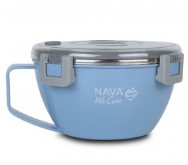 Nava We Care Round Stainless Steel Insulated Lunch Box Green 850ml (Στρογγυλό Ανοξείδωτο Δοχείο Φαγητού-Θερμός)