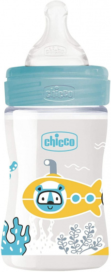 CHICCO Well Being Μπιμπερό Πλαστικό Με Θηλή Σιλικόνης 0+m 150 ml Σιέλ SKU 28611-20