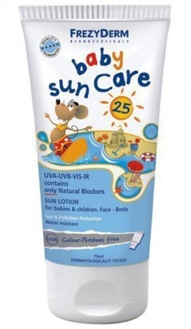 Frezyderm  Baby Sun Care SPF25+ , Αντηλιακό για βρέφη και παιδιά γαλάκτωμα προσώπου και σώματος, 100ml