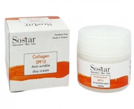 Sostar Focus Antiageing Collagen Face Day Cream SPF15 Αντιγηραντική Κρέμα Ημέρας Προσώπου με Κολλαγόνο, 50ml