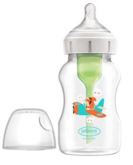 Dr. Browns Options+ Wide Neck  Πλαστικό Μπιμπερό Κατά των Κολικών με Θηλή Σιλικόνης 3m+  με σχεδιακι σκιουρο 330ml SKU WB 111001