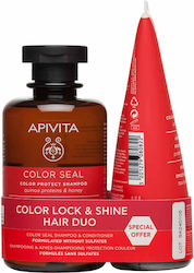 APIVITA Set  Περιποίησης Βαμμένων Μαλλιών Color Lock & Shine Σαμπουάν 250ml & Μαλακτική Κρέμα Προστασίας Χρώματος, 150ml